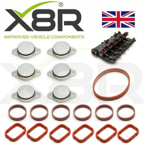 22mm Swirl Flap Blanking Plates With Intake Manifold Gaskets for BMW Diesel Engines